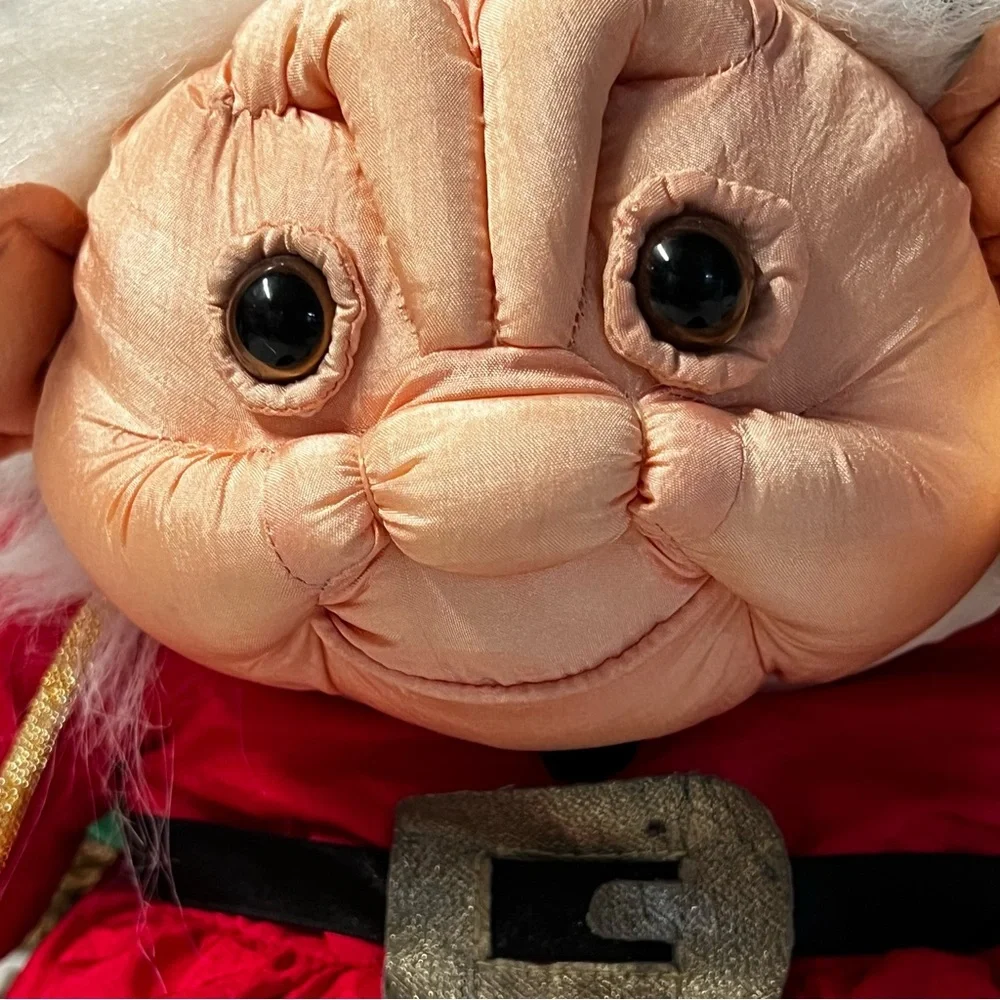 Vintage Norfin ParaCutes Troll Santa Doll with Elf in a Bag Plush Original Tags